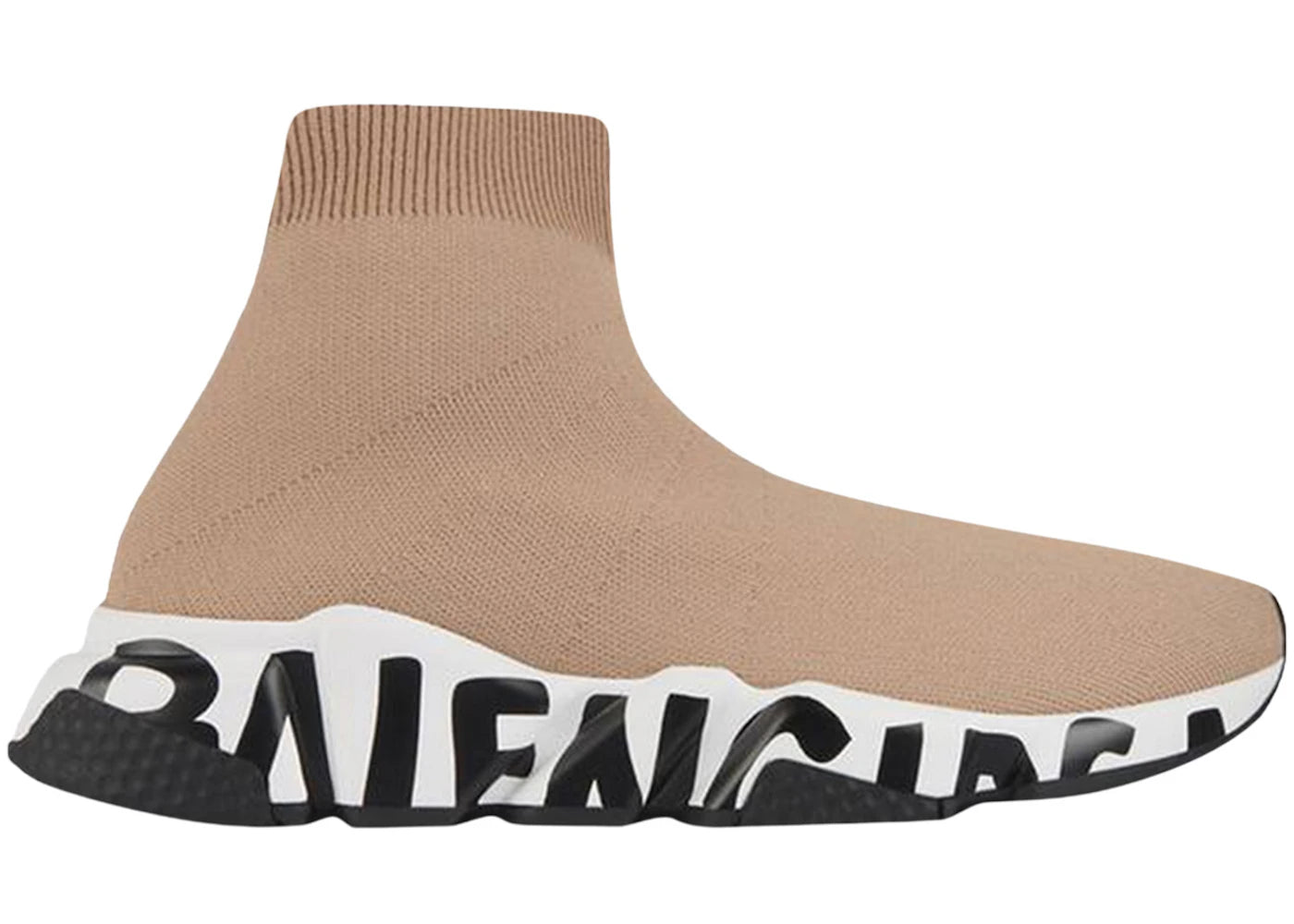 Balenciaga Speed 2.0 Graffiti Recycled Knit Beige White Black