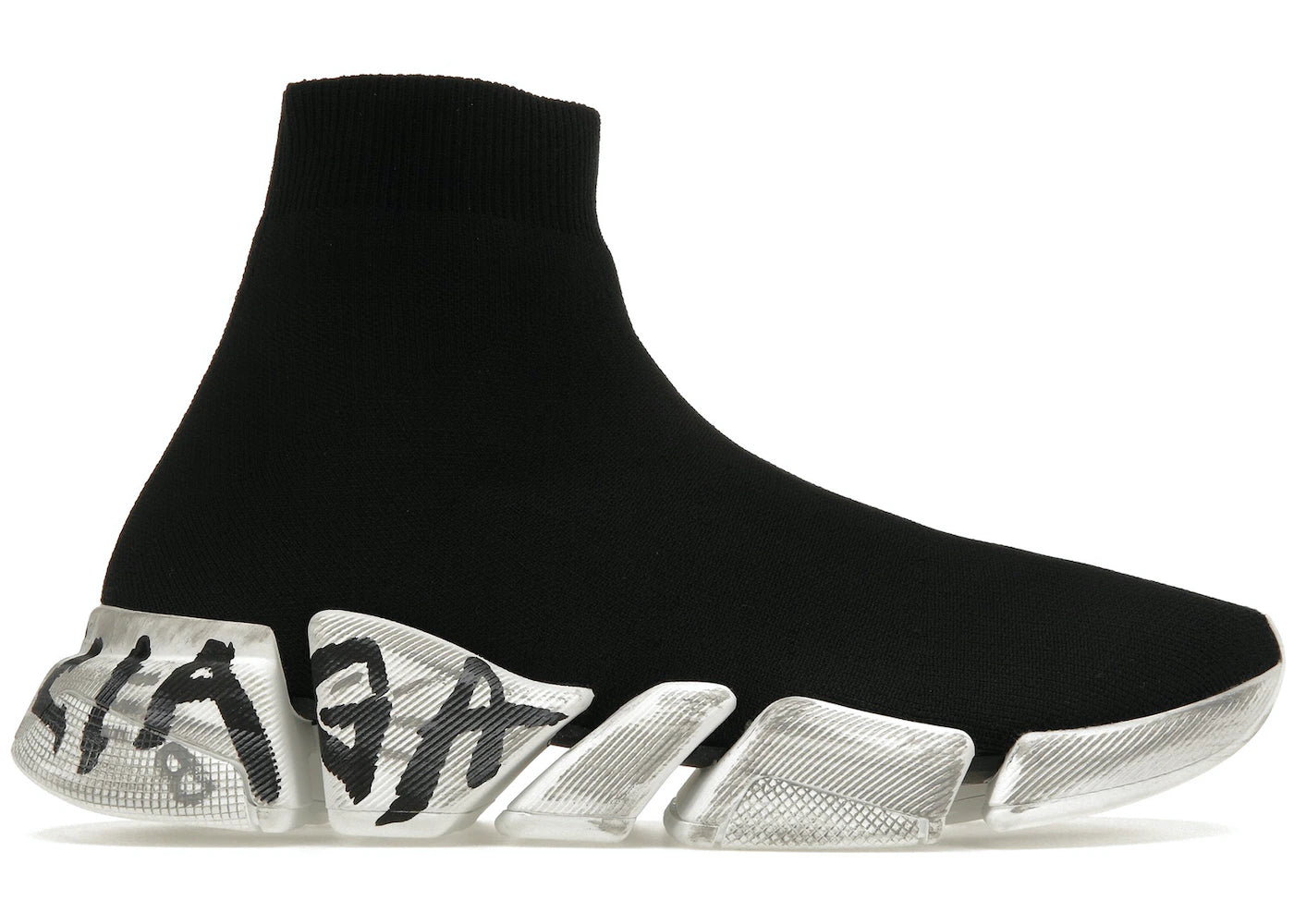 Balenciaga Speed 2.0 Graffiti Recycled Knit Black White