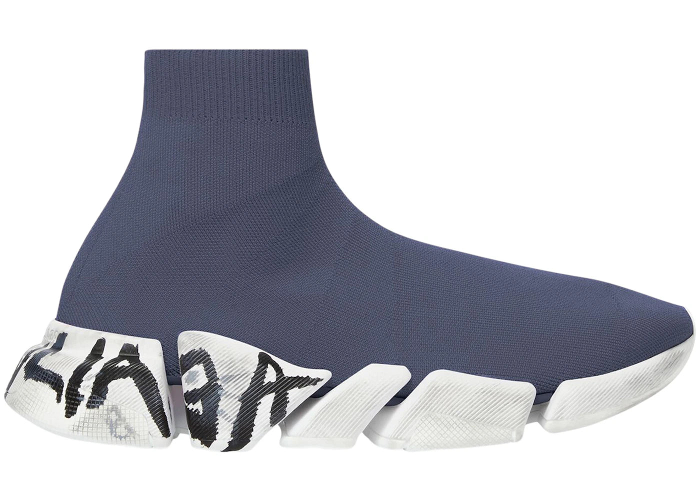 Balenciaga Speed 2.0 Graffiti Recycled Knit Dark Grey White