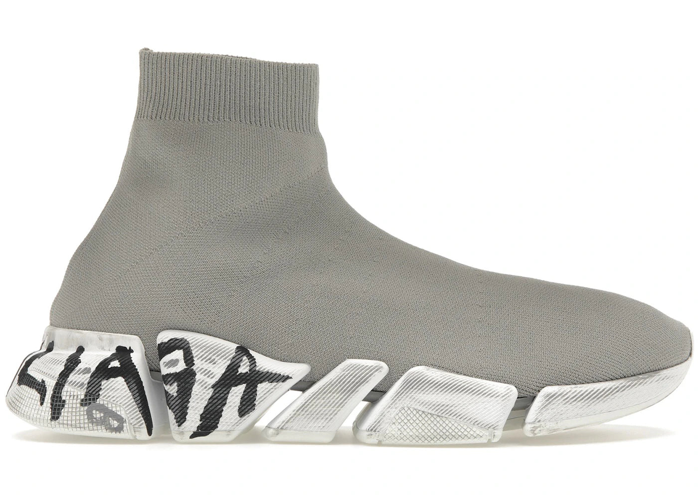 Balenciaga Speed 2.0 Graffiti Recycled Knit Grey White