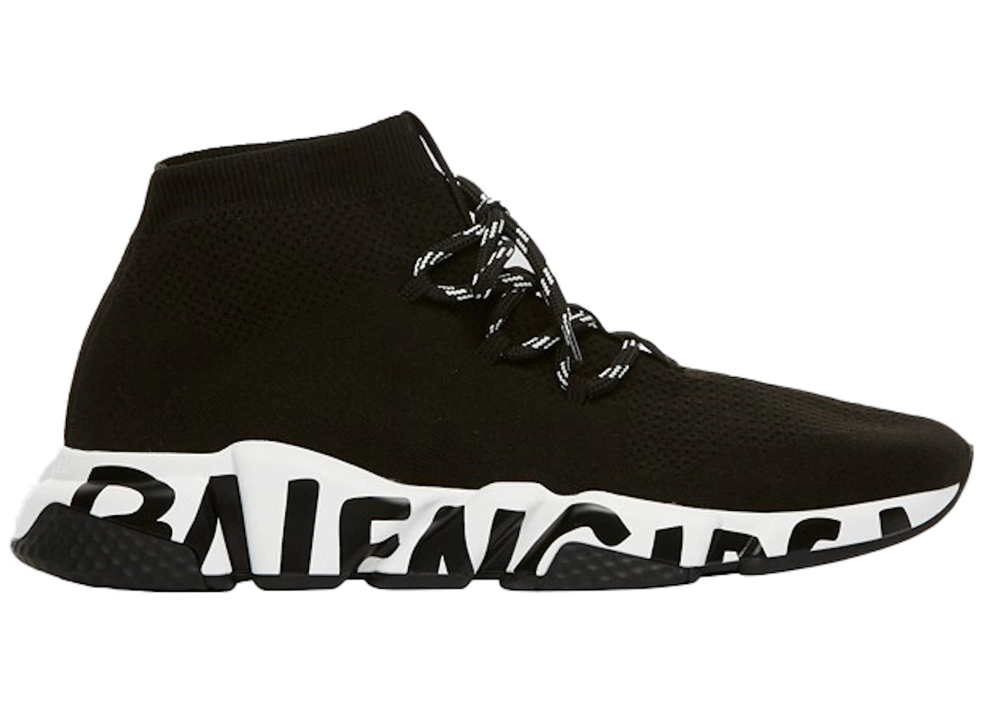 Balenciaga Speed Lace Up Graffiti Black White