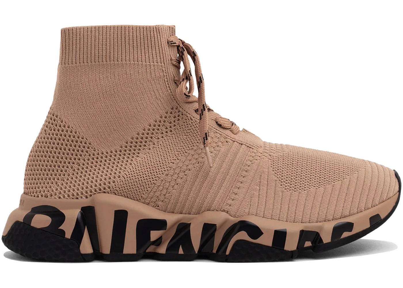 Balenciaga Speed Lace Up Graffiti Recycled Knit Graffiti Beige Black