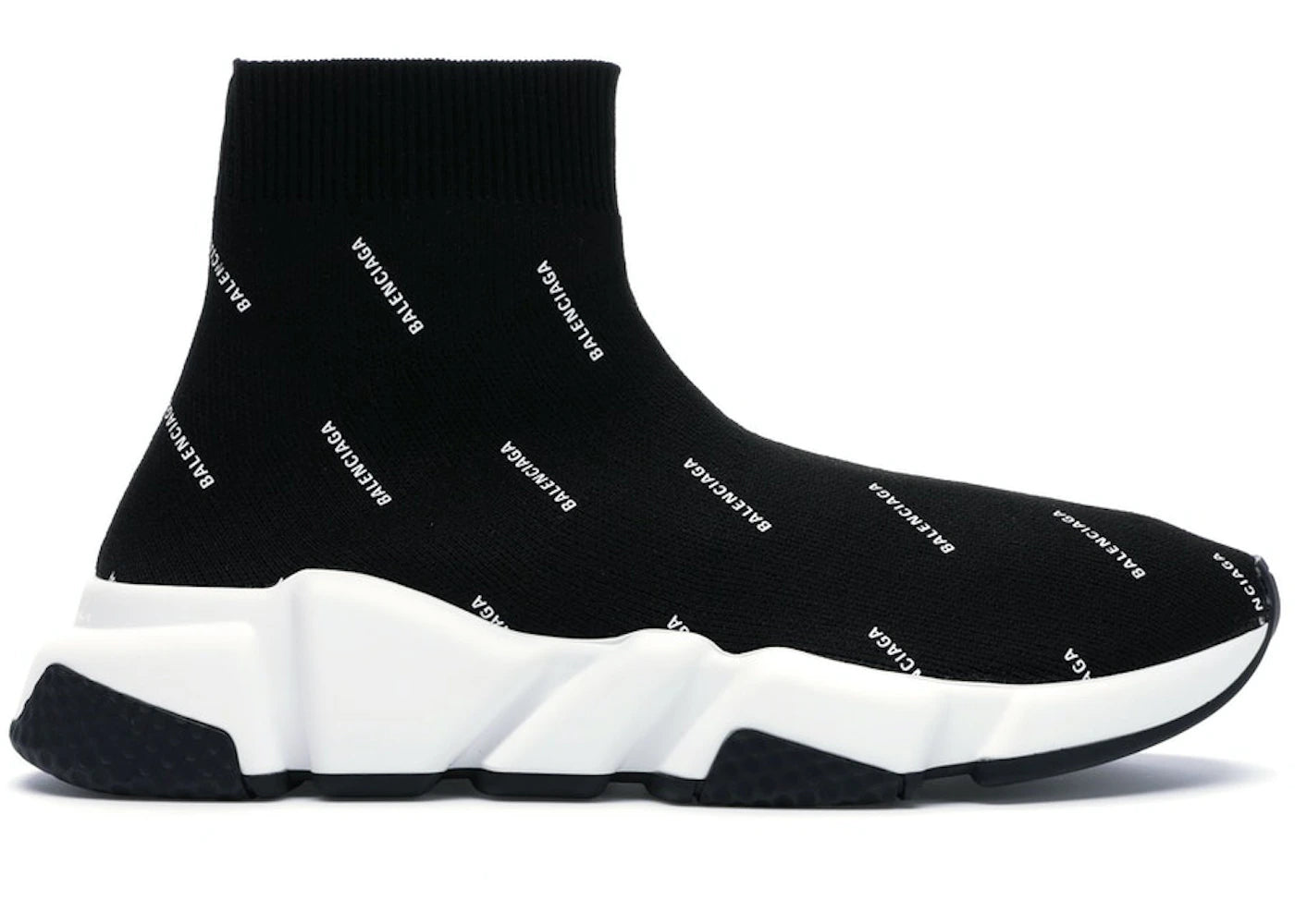 Balenciaga Speed Trainer Logo Print Black White (Women's)