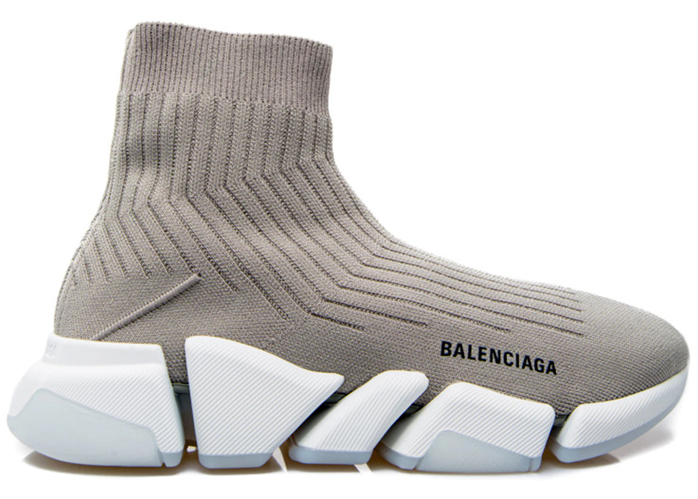 Balenciaga Speed Trainer Rib-Knit Light Gray