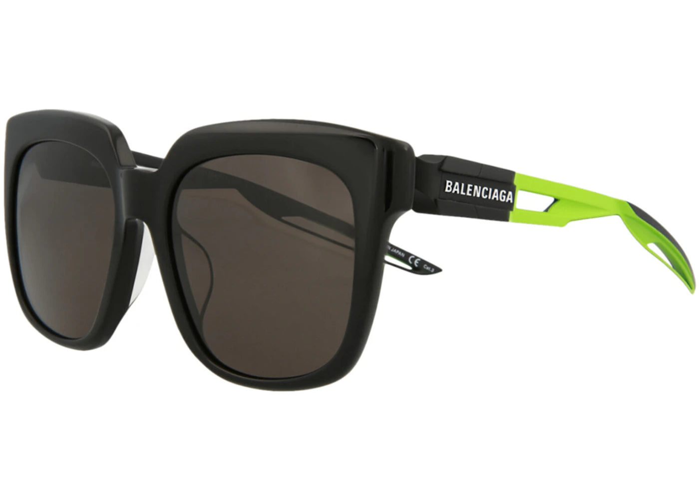 Balenciaga Square-Frame Acetate Sunglasses Black/Green/Grey (BB0025SA-30007768-004)