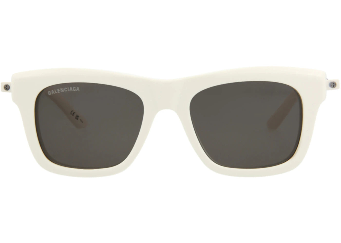 Balenciaga Square-Frame Acetate Sunglasses Ivory/Ivory/Grey (BB0161S-30011339-004)