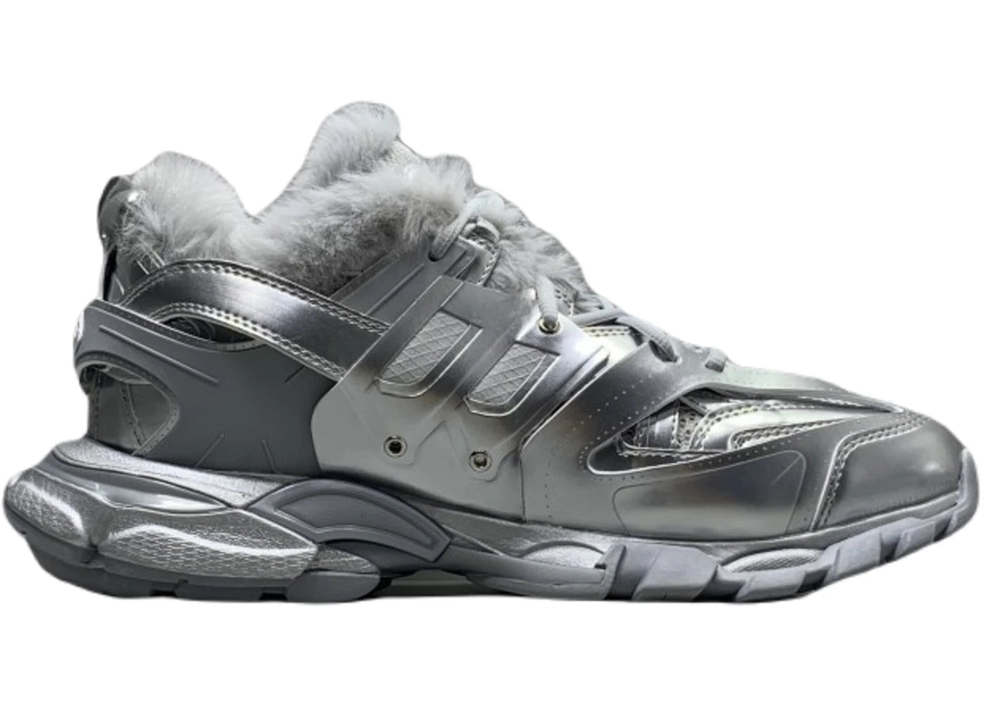 Balenciaga Track Faux Fur Silver