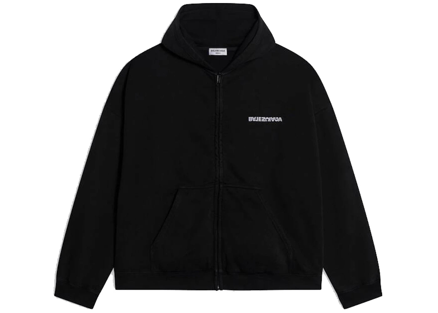 Balenciaga Turn Wide Fit Zip-Up Hoodie Black