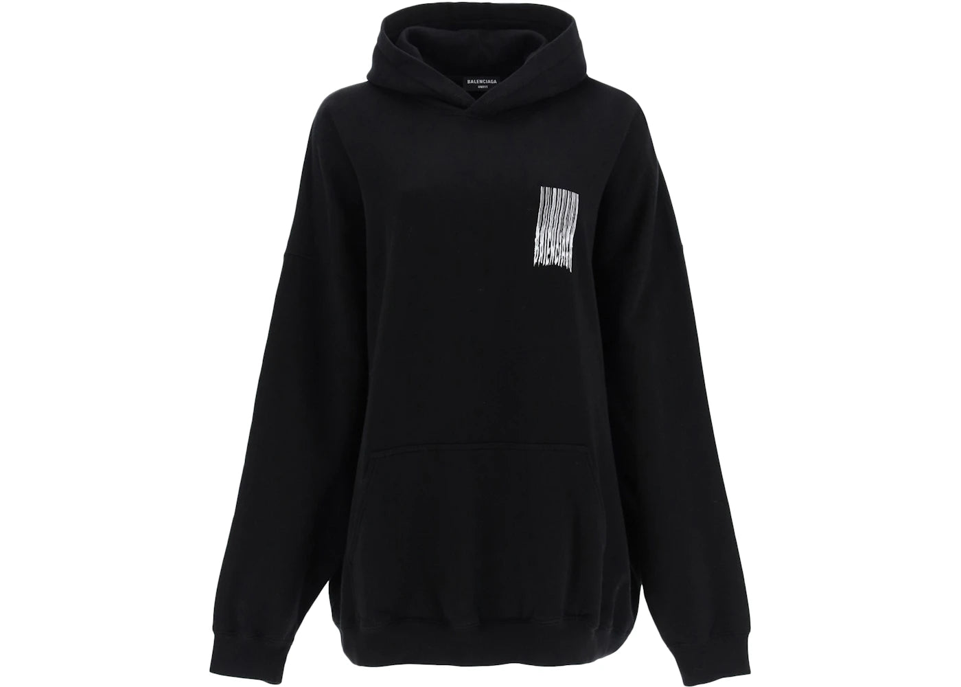 Balenciaga Women Barcode Logo Cotton Hoodie Black