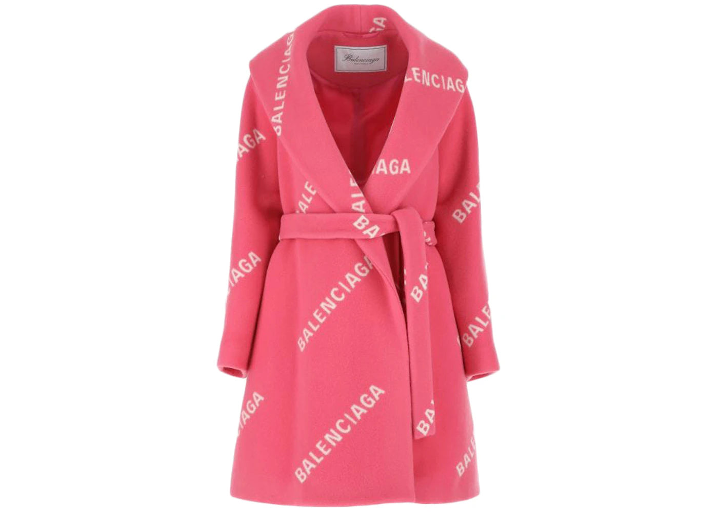 Balenciaga Women Printed Wool Blend Coat Pink