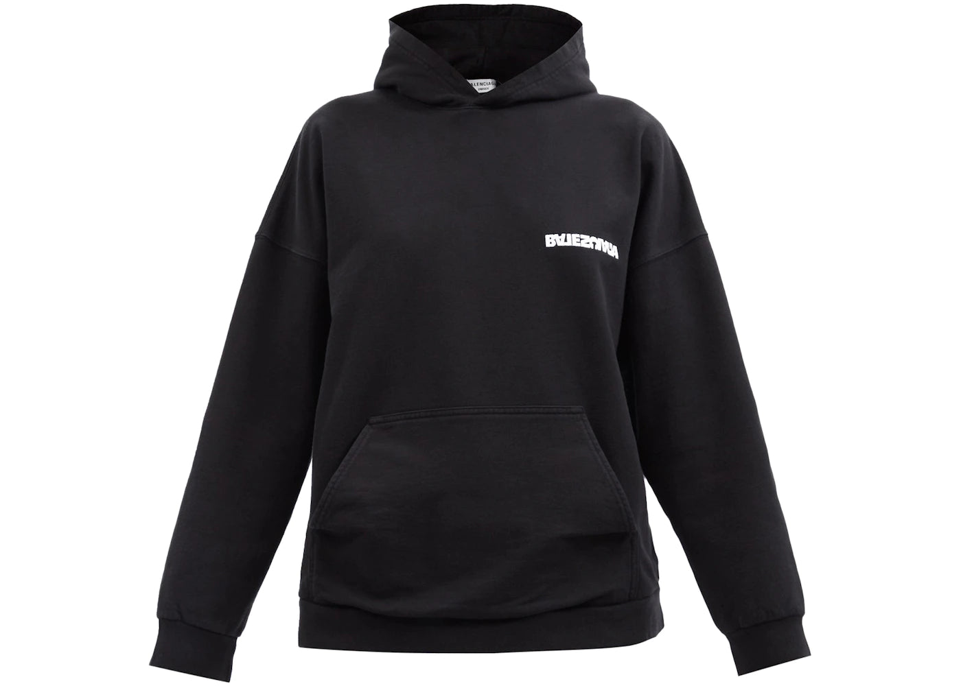 Balenciaga Women Rotated Logo Embroidered Hoodie Black