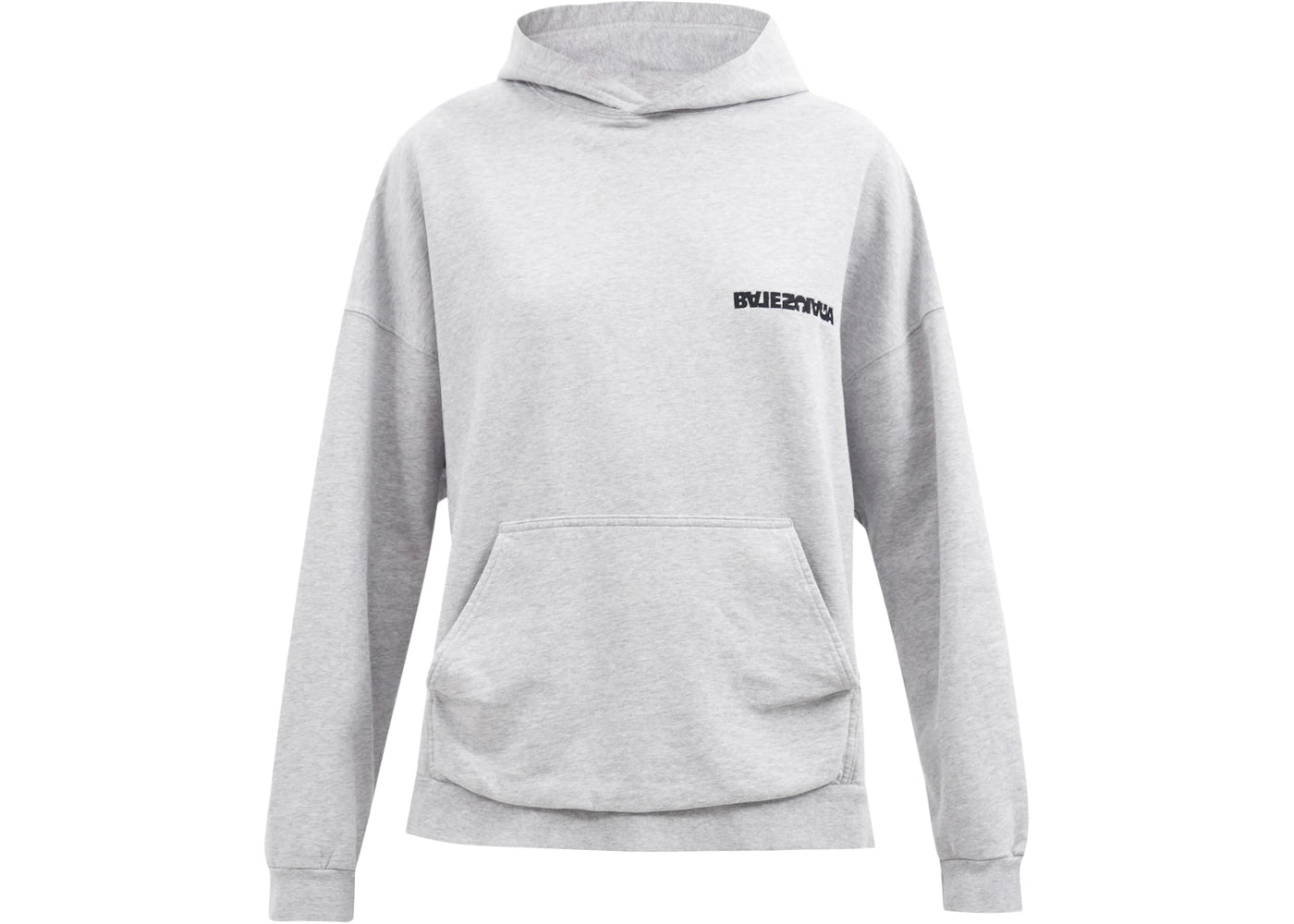 Balenciaga Women Rotated Logo Embroidered Hoodie Grey
