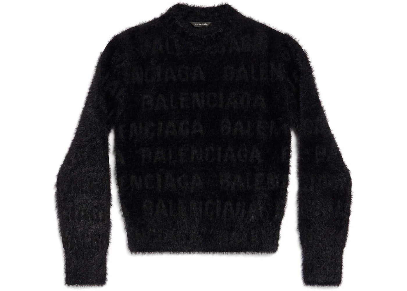Balenciaga Women'S Bal Horizontal Allover Furry Fitted Sweater in Black Black