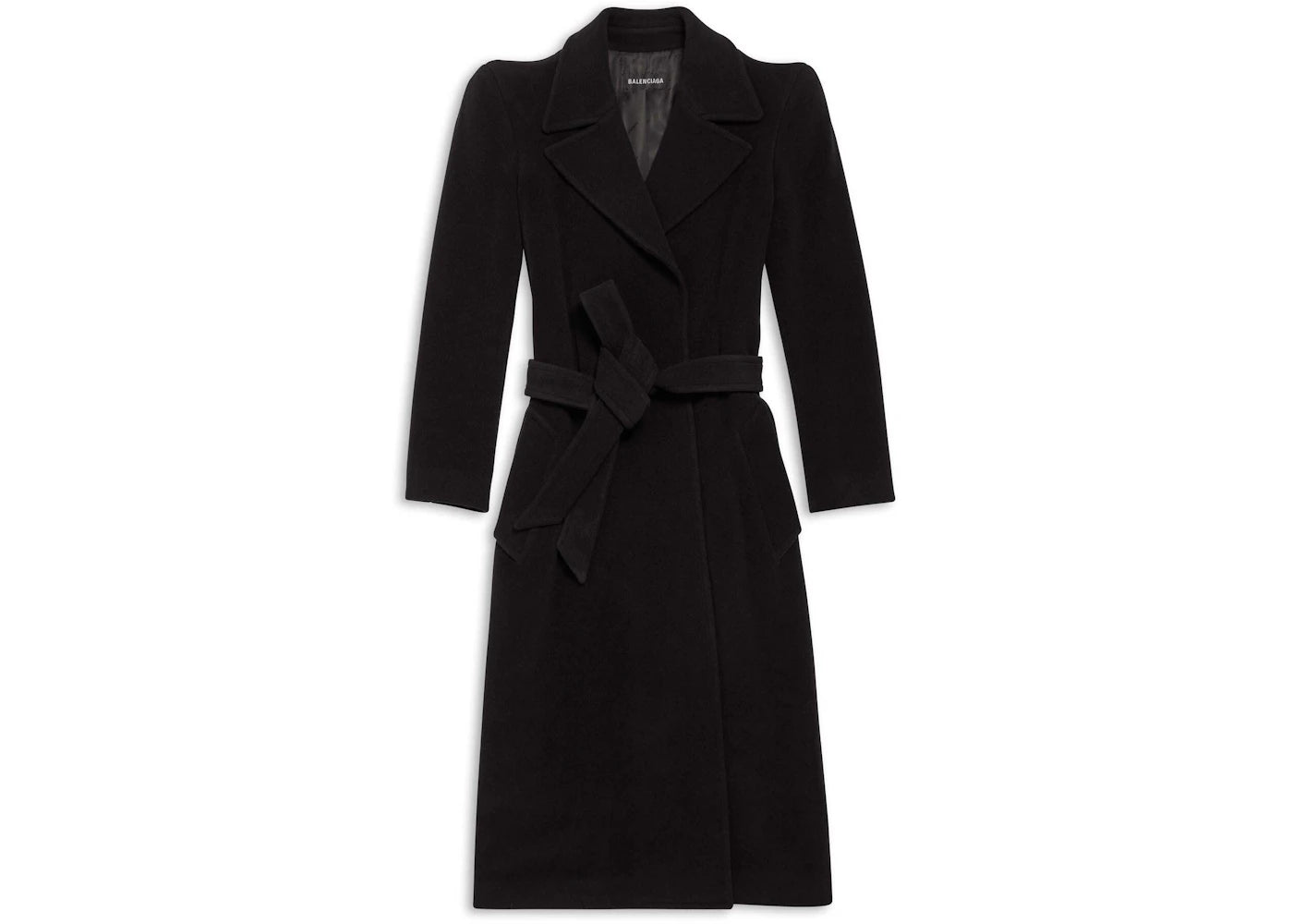 Balenciaga Women'S Round Shoulder Fitted Coat in Black Black