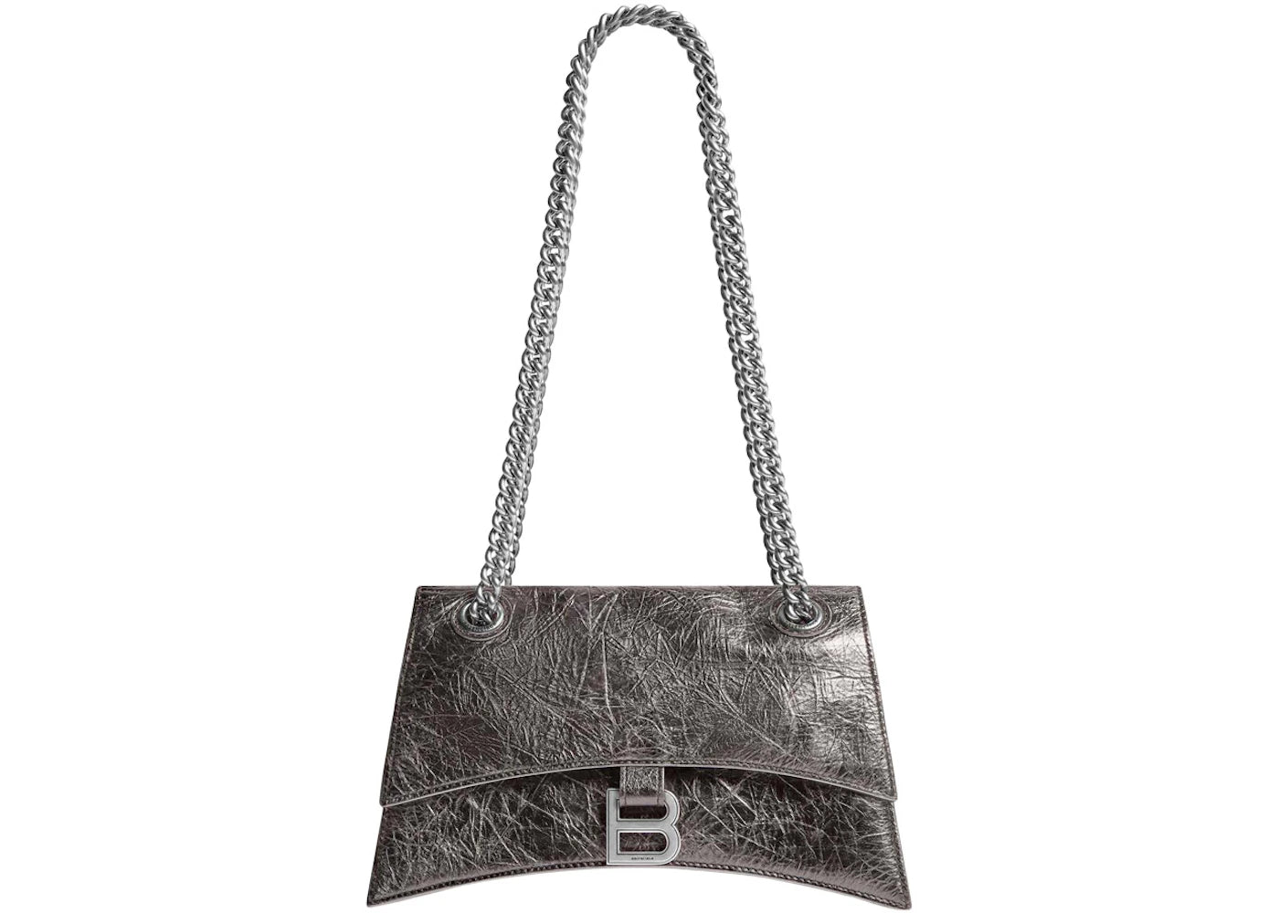 Balenciaga Women's Crush Small Chain Bag Metallized Dark Grey
