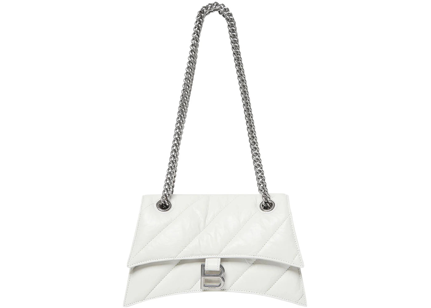 Balenciaga Women's Crush Small Chain Bag Quilted Optic White