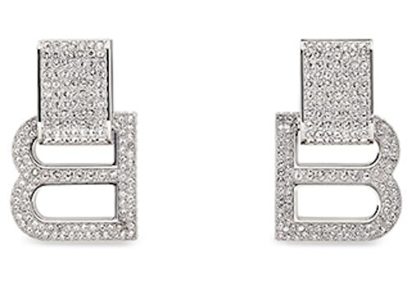 Balenciaga Women's Hourglass Earrings Silver Brass/Rhinestones