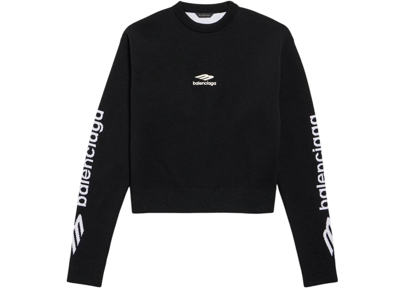 Balenciaga Women's 3B Sports Icon Cropped Crewneck Black/White