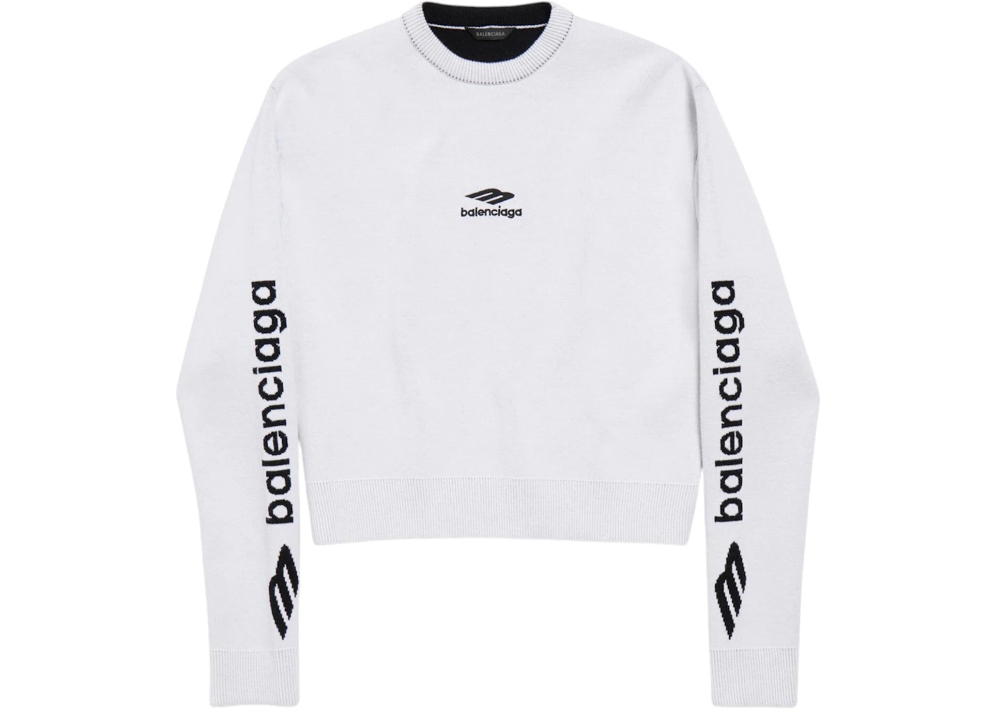 Balenciaga Women's 3B Sports Icon Cropped Crewneck White/Black