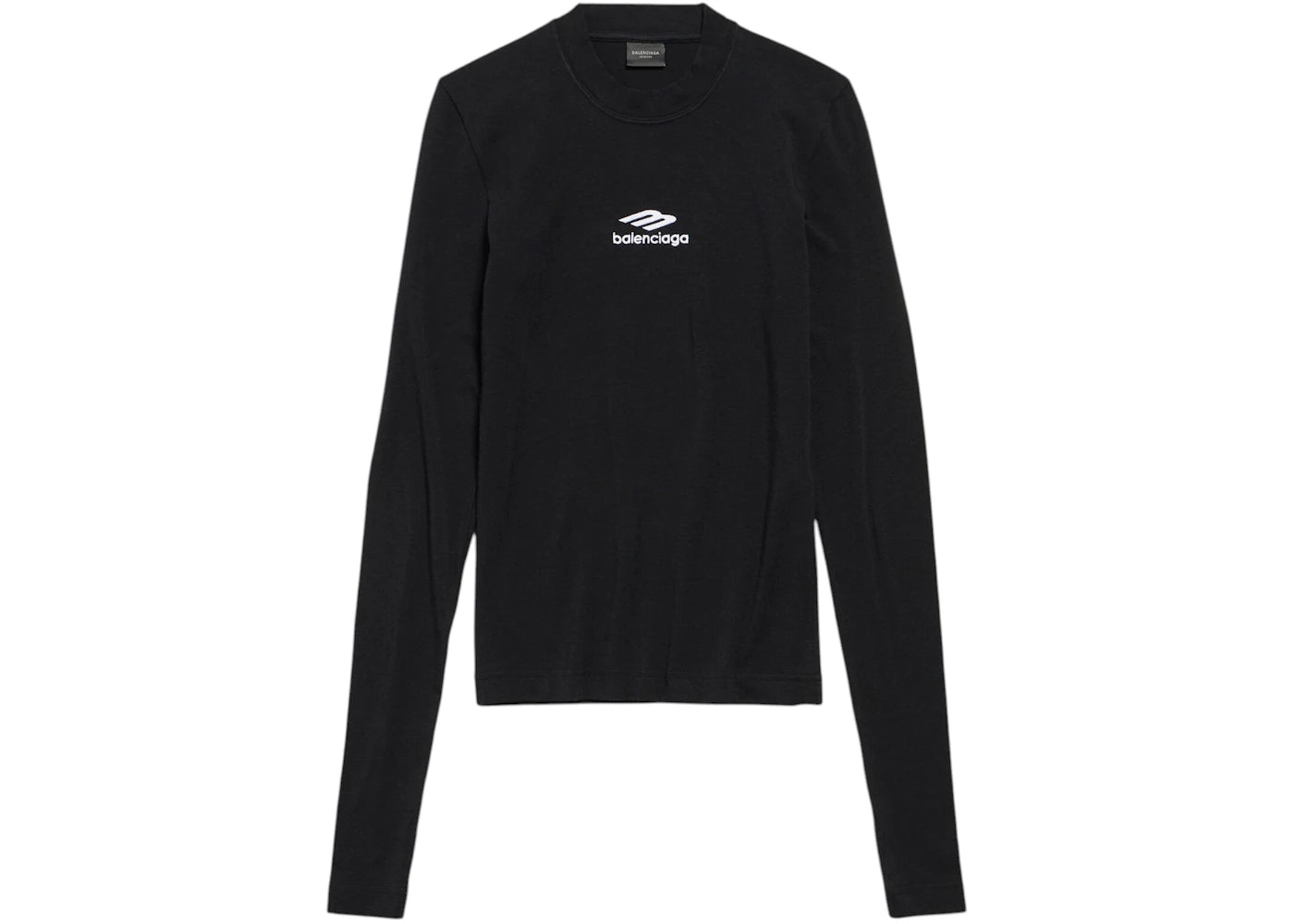 Balenciaga Women's 3B Sports Icon Long Sleeve Fitted Crewneck Top Black/White