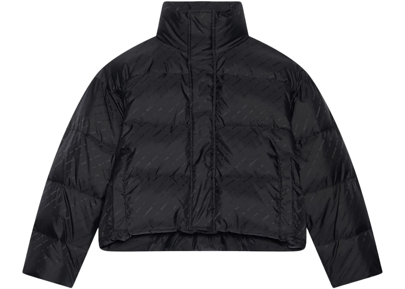 Balenciaga Womens Allover Logo BB Puffer Jacket Black