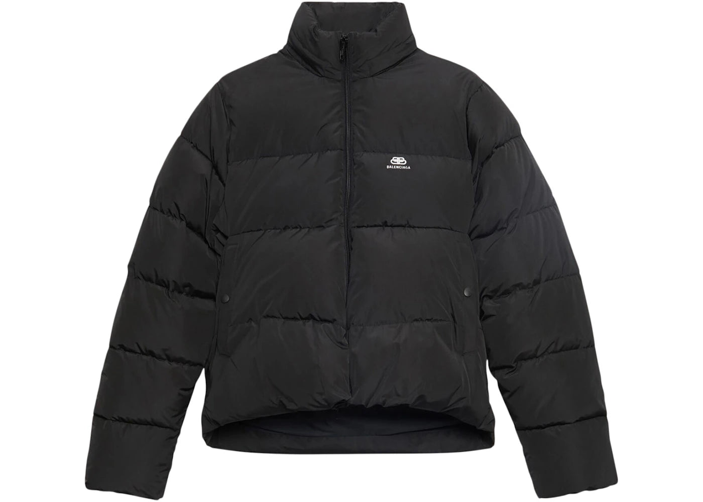 Balenciaga Womens C-Shape Puffer Jacket Black/White Logo