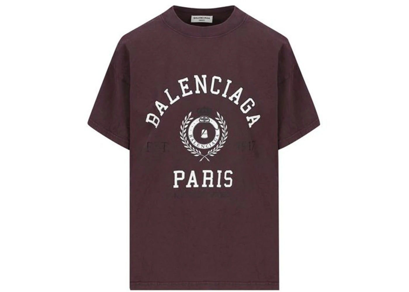 Balenciaga Women's College 1917 Medium Fit T-Shirt Burgundy
