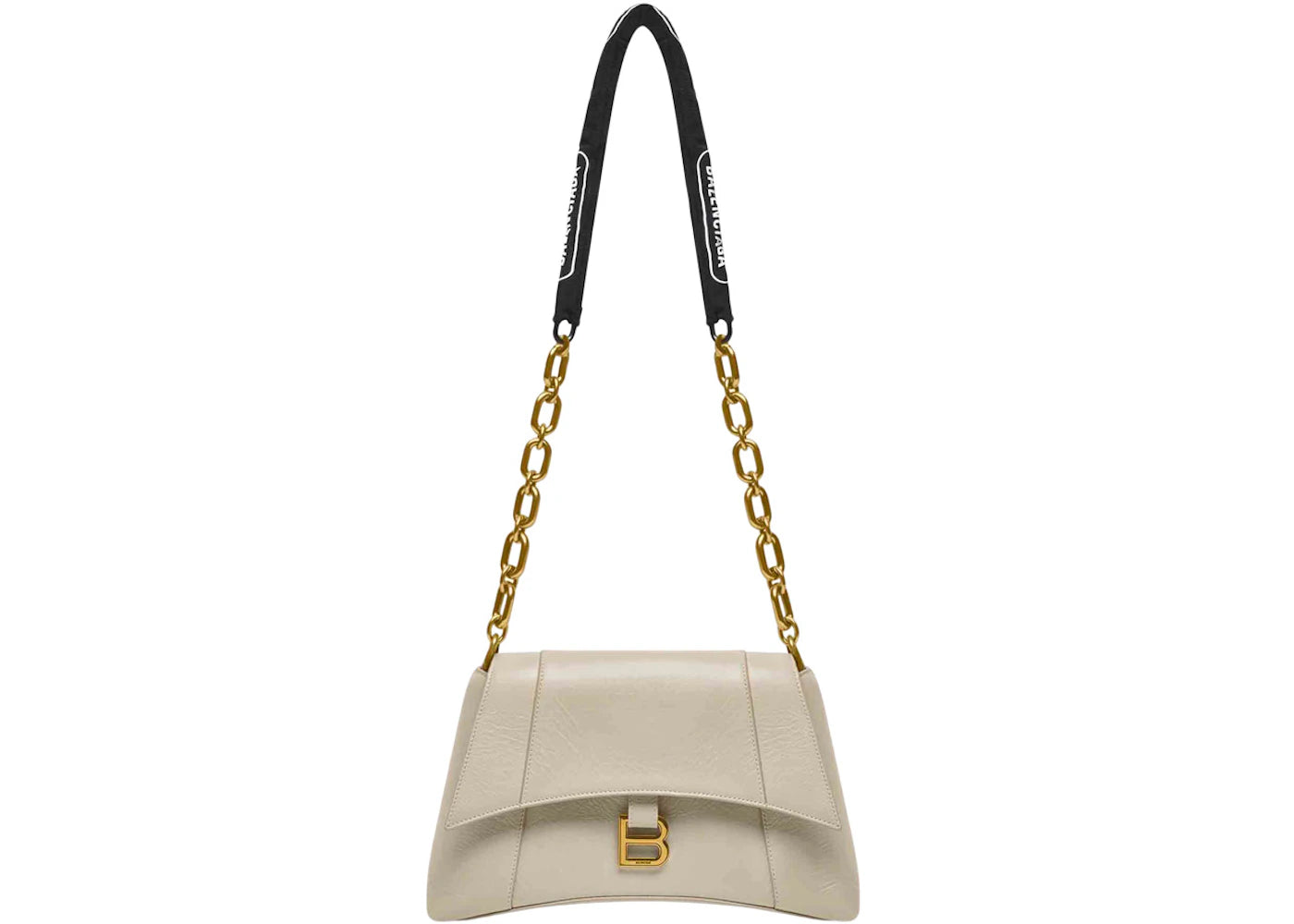 Balenciaga Women's Downtown Shoulder Bag with Chain Small Beige