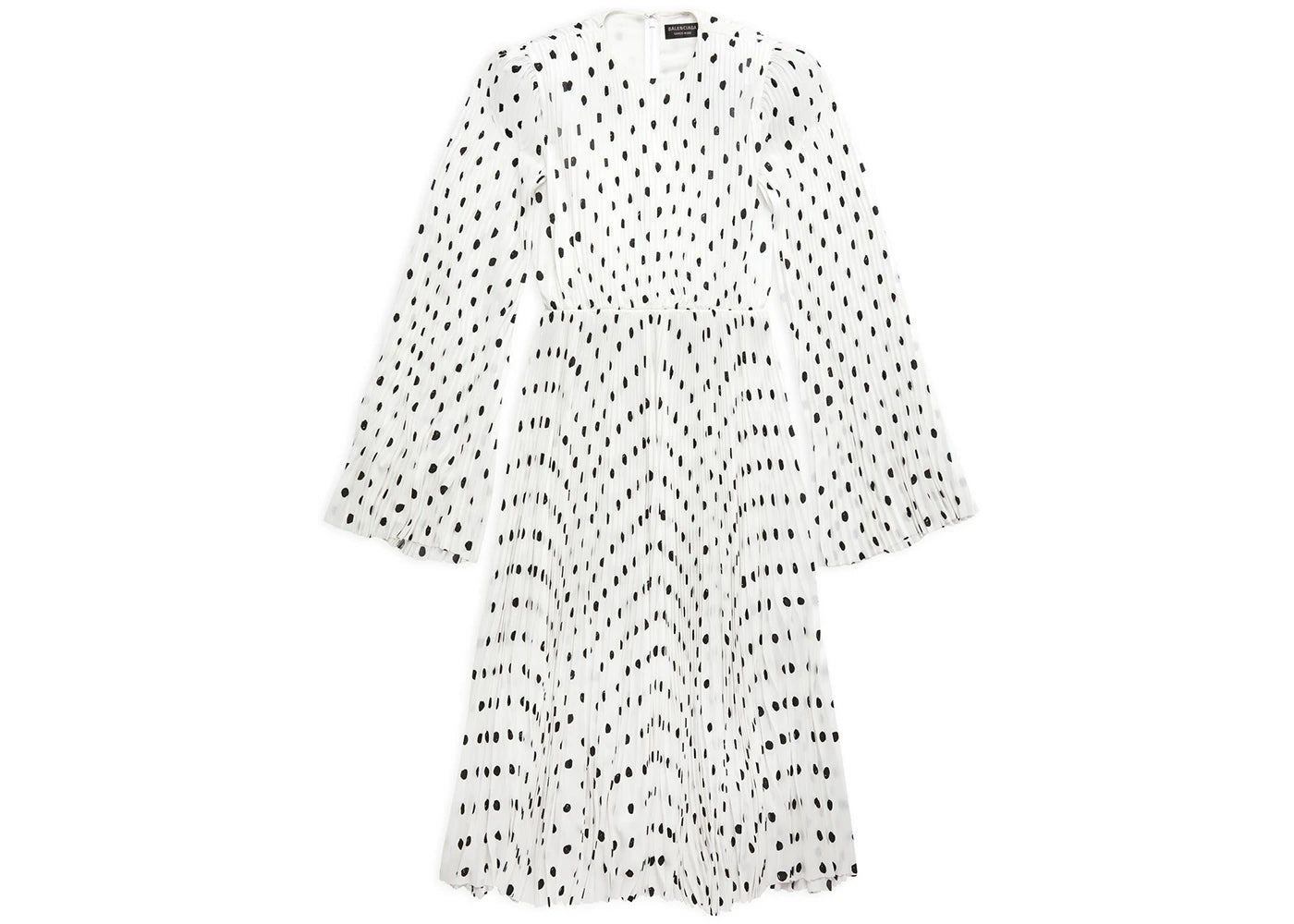 Balenciaga Women's Hand Drawn Polka Dot Pleated Dress White