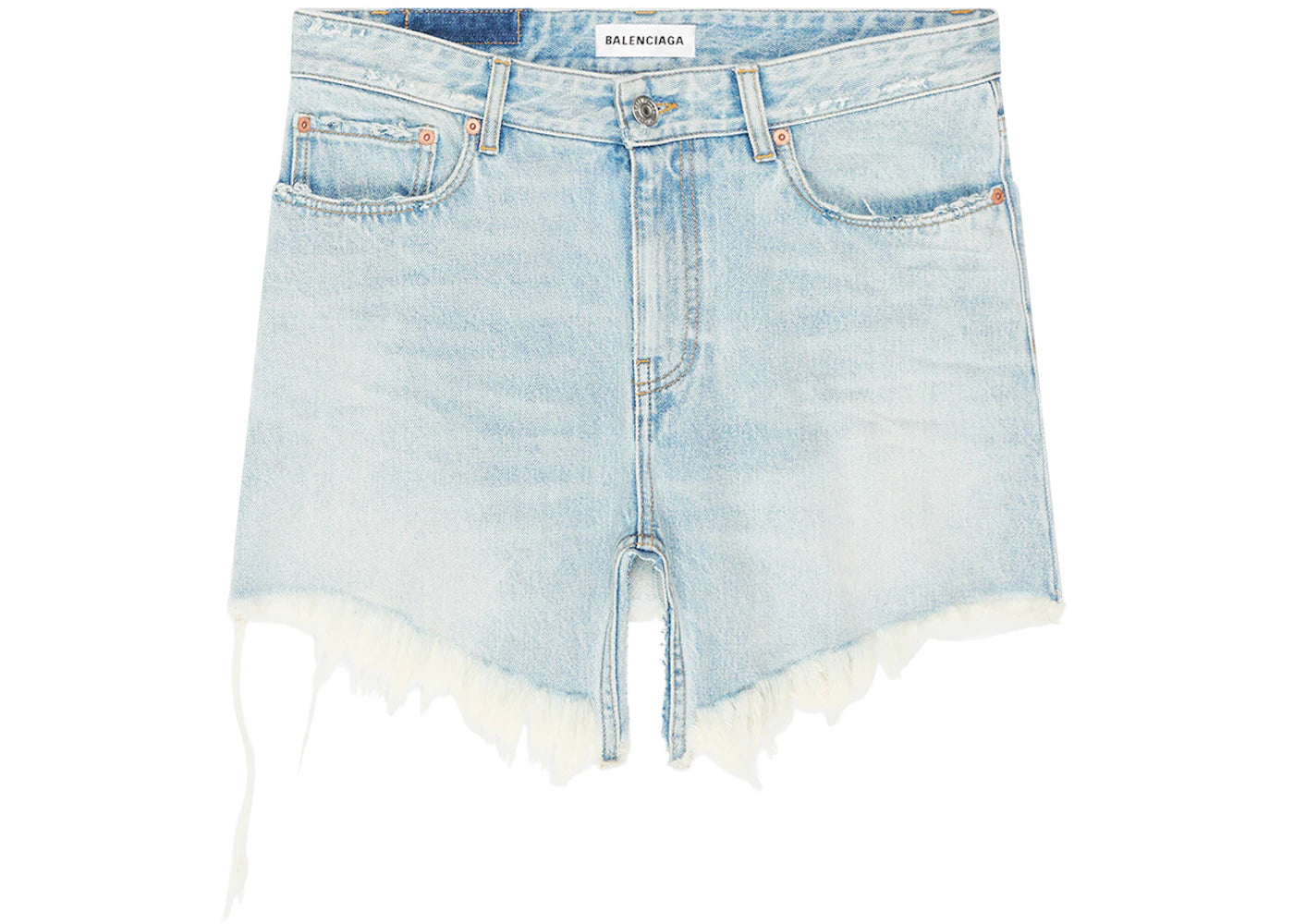 Balenciaga Women's Japanese Twill Cut-Up Mini Skirt Light Blue