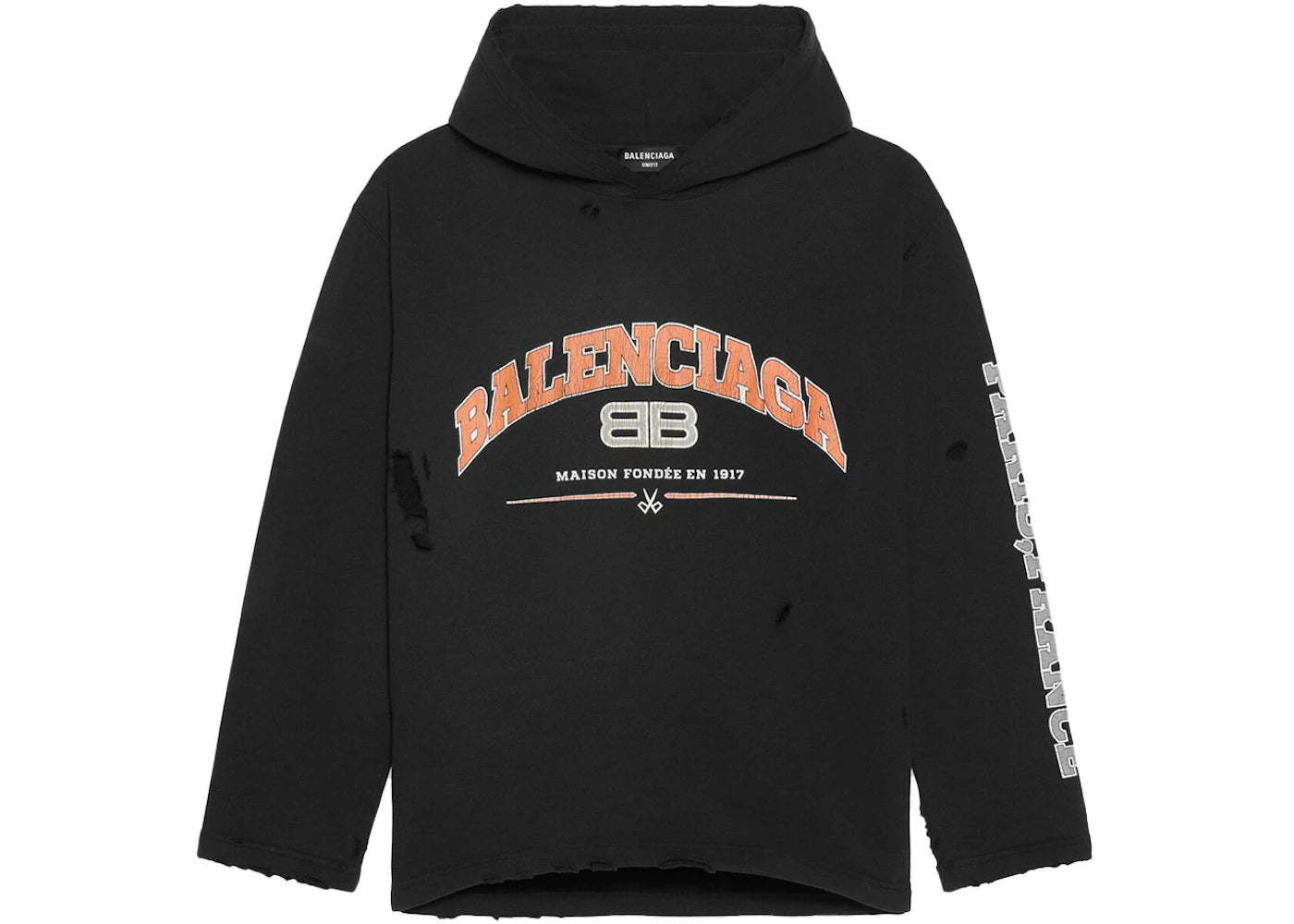 Balenciaga Womens Maison Balenciaga Cropped Hoodie Black/Orange/White