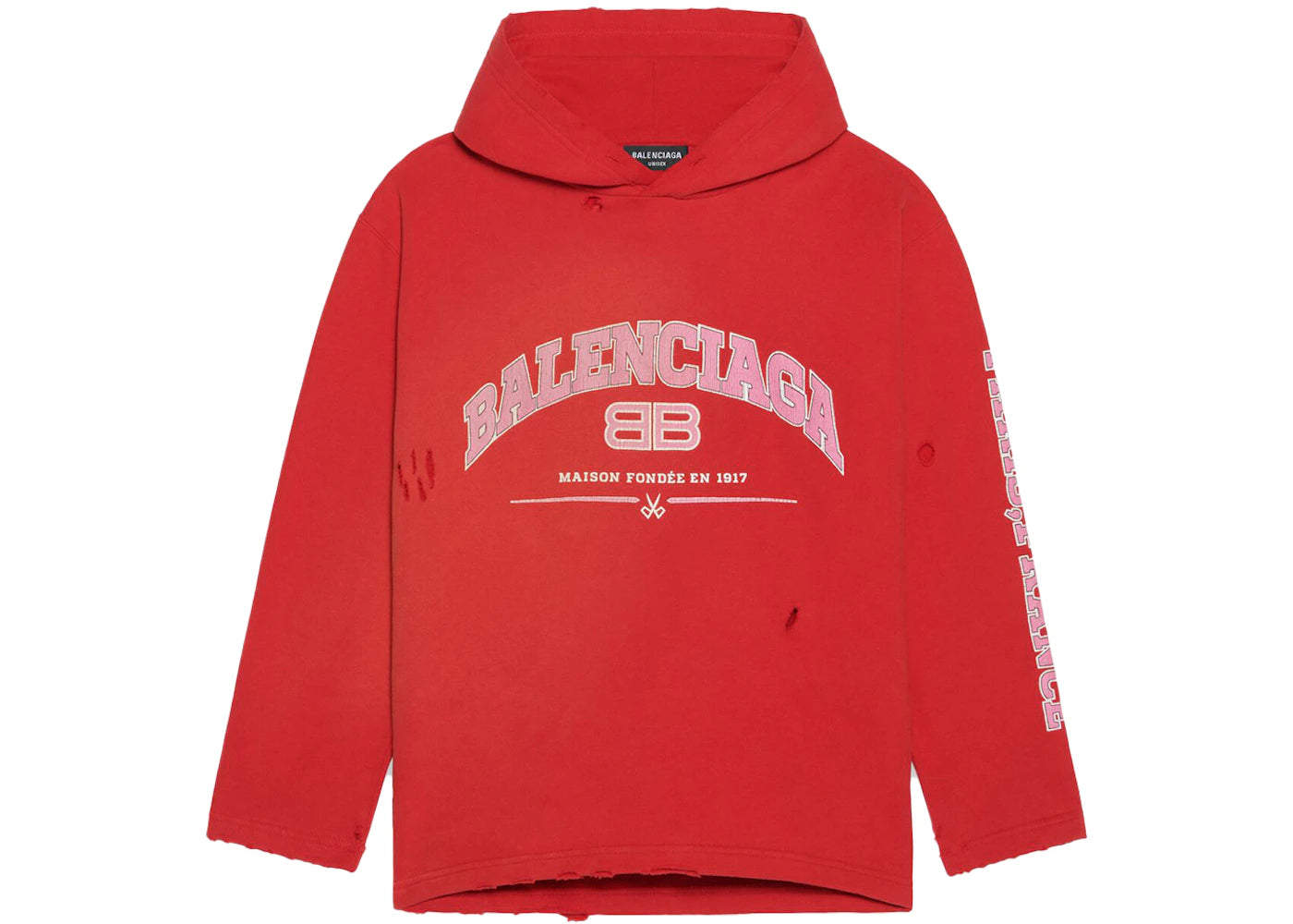Balenciaga Womens Maison Balenciaga Cropped Hoodie Red