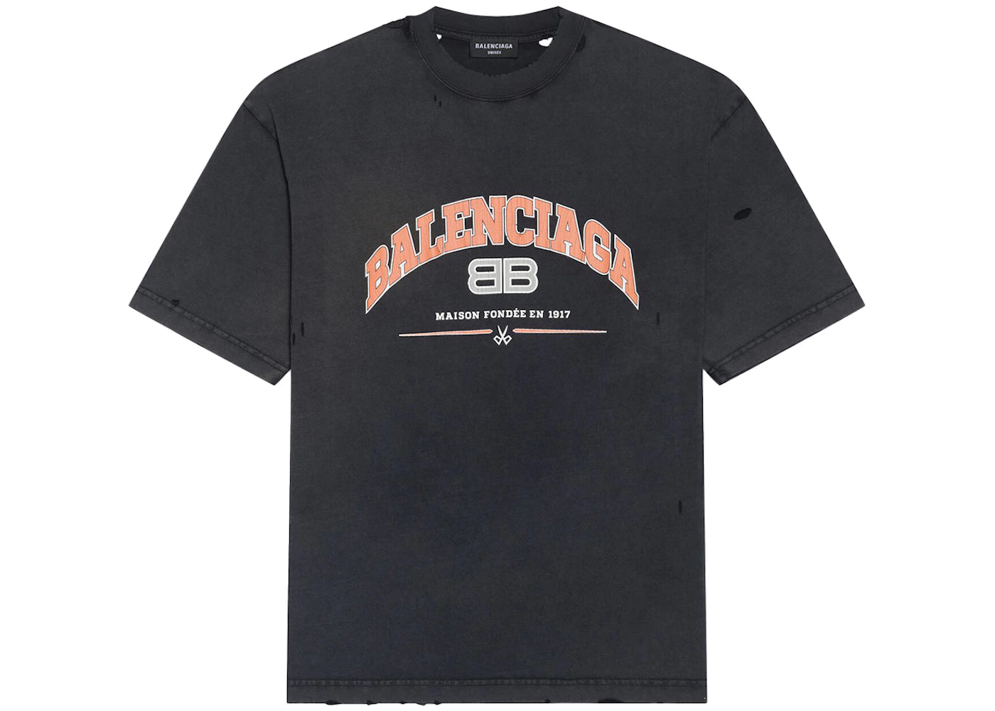 Balenciaga Womens Maison Balenciaga Medium Fit T-Shirt Black/Orange/White