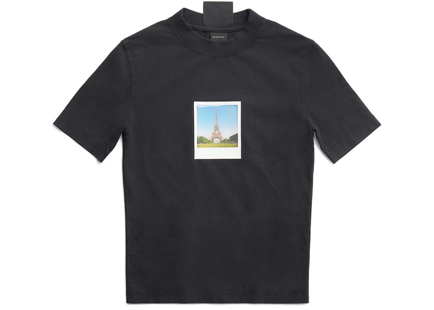 Balenciaga Women's Paris By Day Tight Small Fit T-Shirt Black Faded