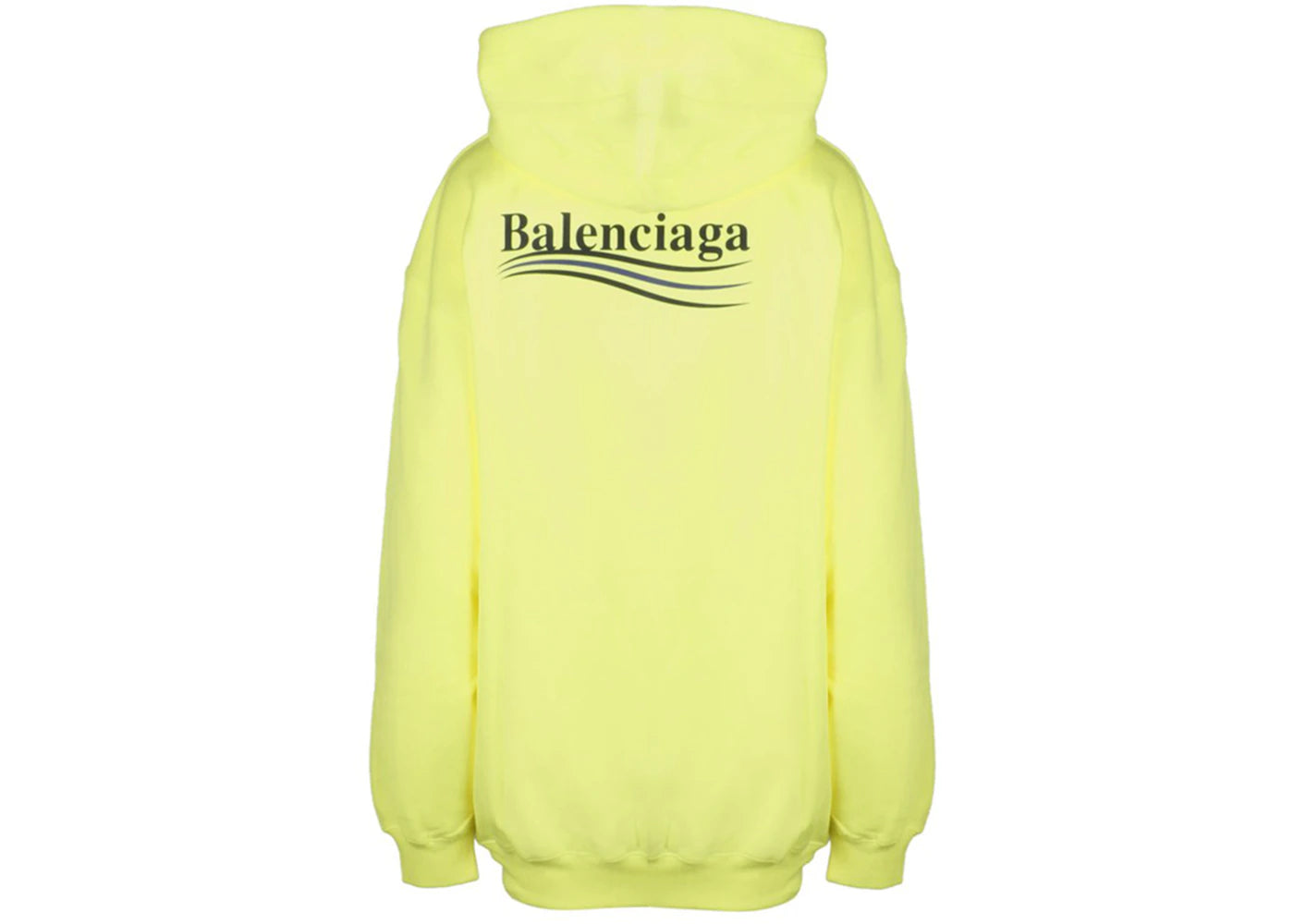 Balenciaga Womens Political Campaign Medium Fit Hooded Sweatshirt Fluo Yellow Black