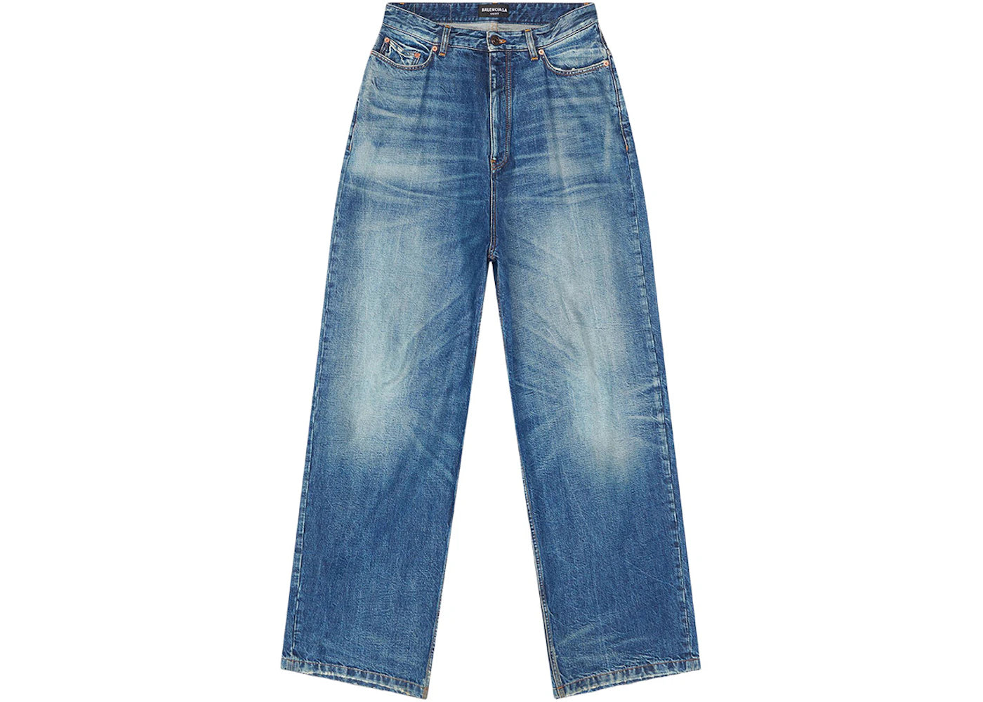 Balenciaga Women's Pull-Up Vintage Denim Pants Blue