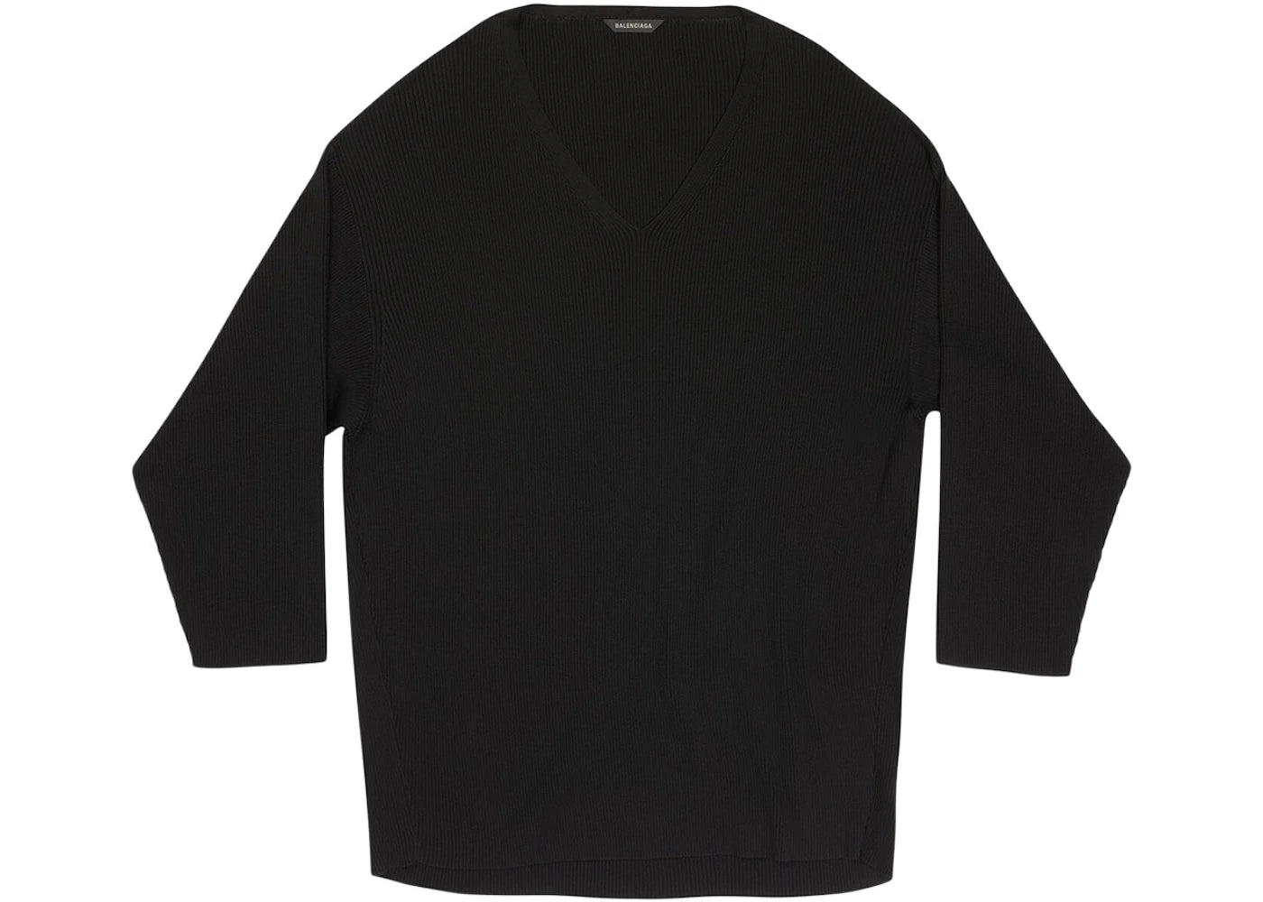 Balenciaga Women's Vareuse Silk Rib Knit Oversized Sweater Black