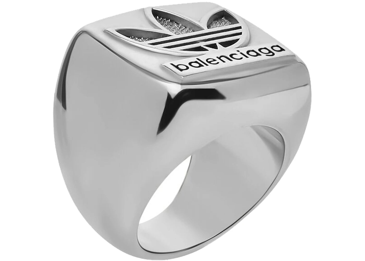 Balenciaga x adidas Trefoil Signet Ring Silver