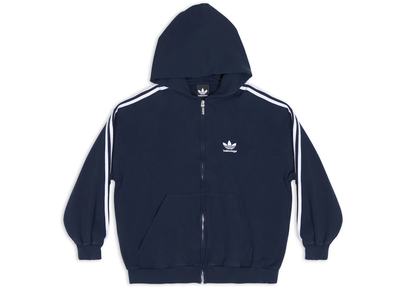 Balenciaga x adidas Zip-Up Hoodie Small Fit Navy Blue