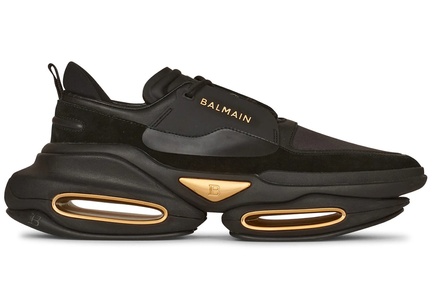 Balmain B-Bold Low-Top Black Gold