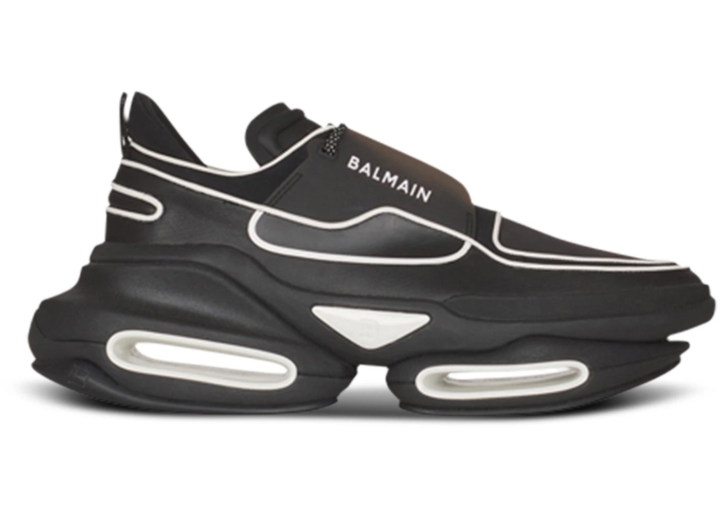 Balmain B-Bold Low-Top Black White