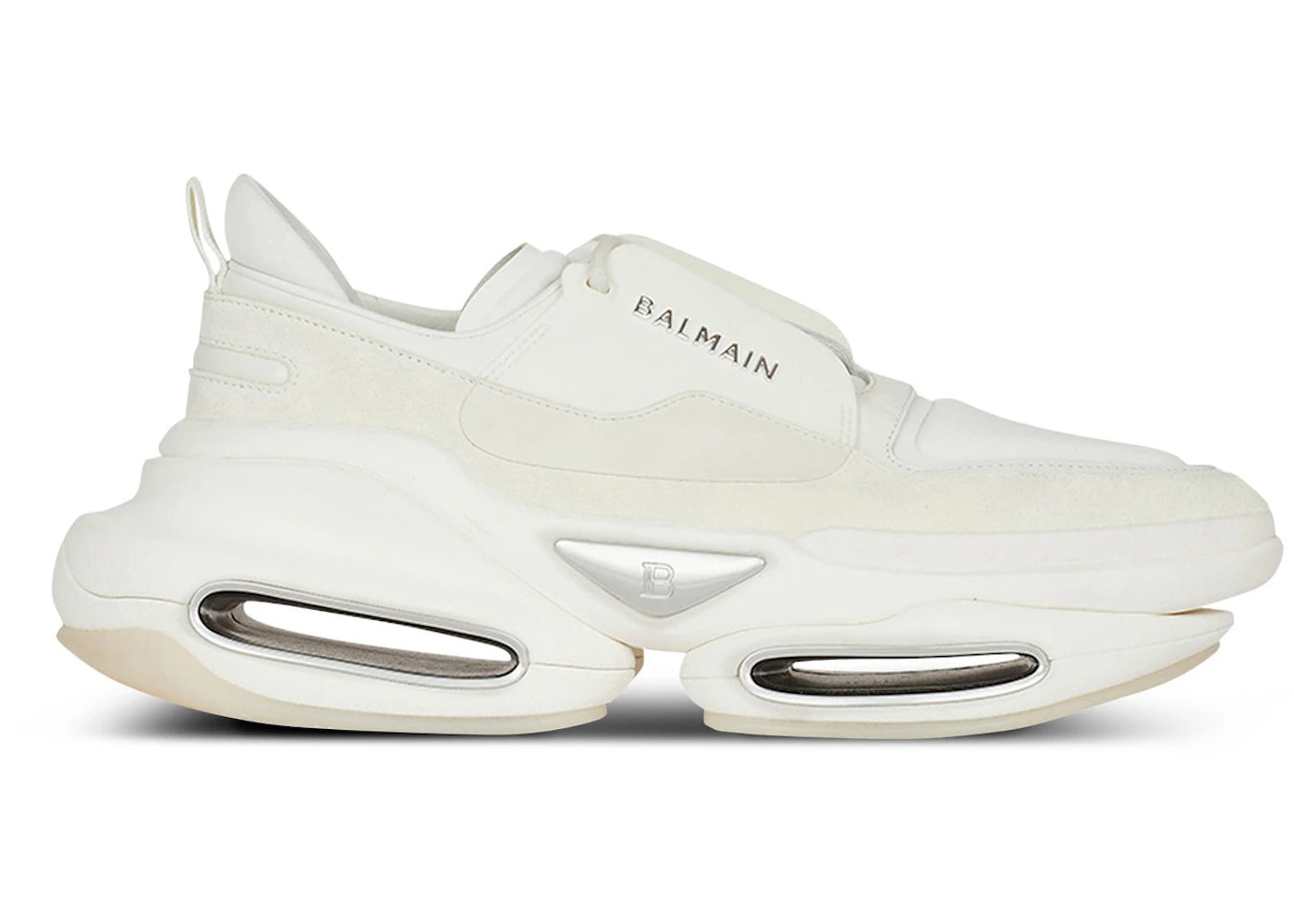 Balmain B-Bold Low-Top White Suede