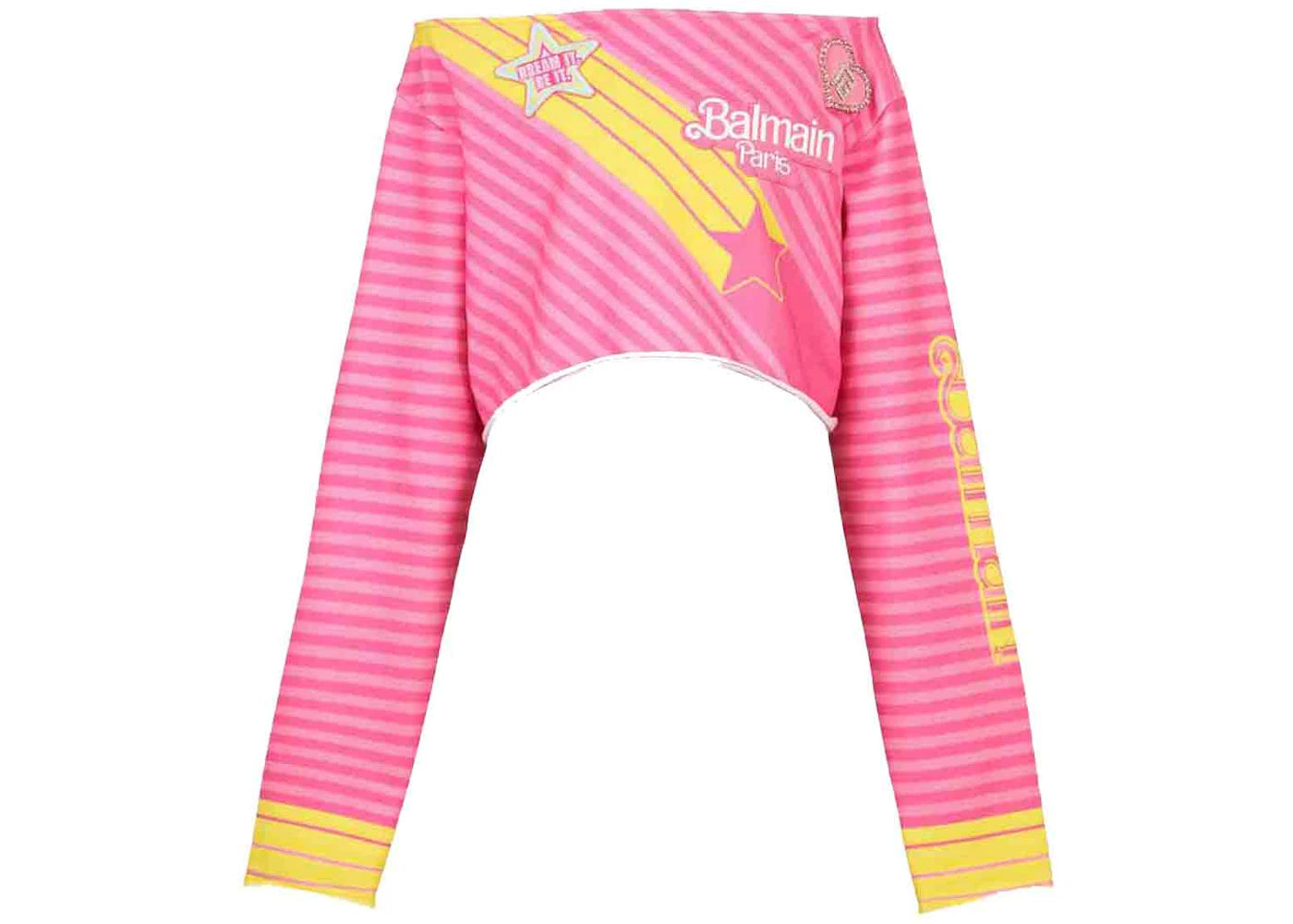 Balmain x Barbie - Cotton Off-The-Shoulder Crop Top Pink