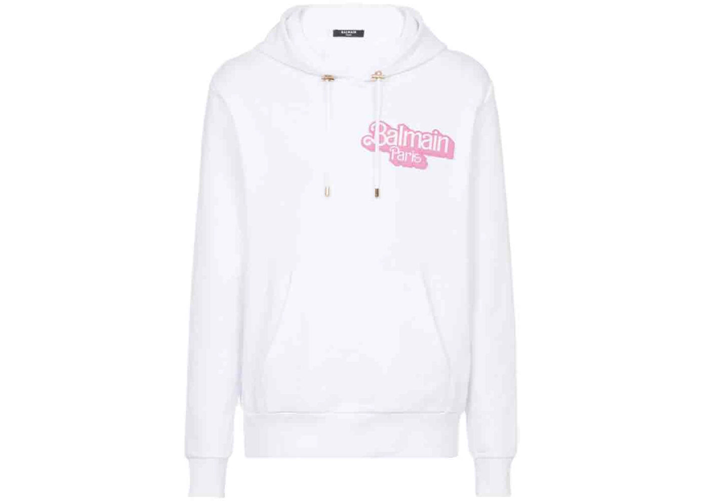 Balmain x Barbie - Cotton Sweatshirt White with Pink Balmain Logo Print