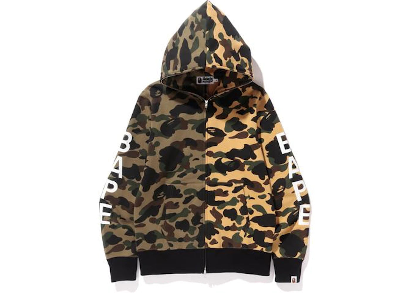 BAPE 1st Camo Half Full Zip Hoodie Green/Yellow