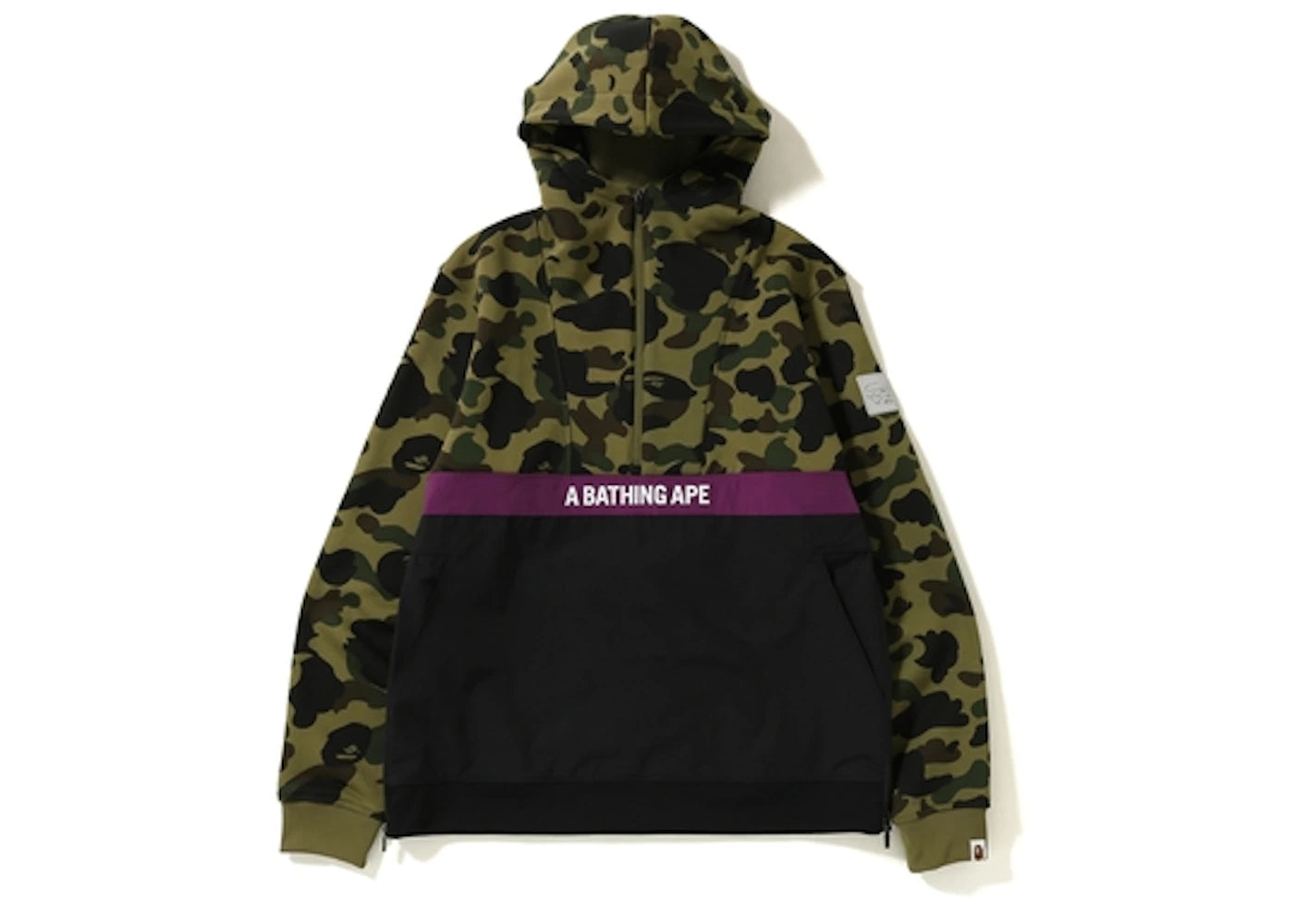 BAPE 1st Camo Half Zip Pullover Hoodie Green