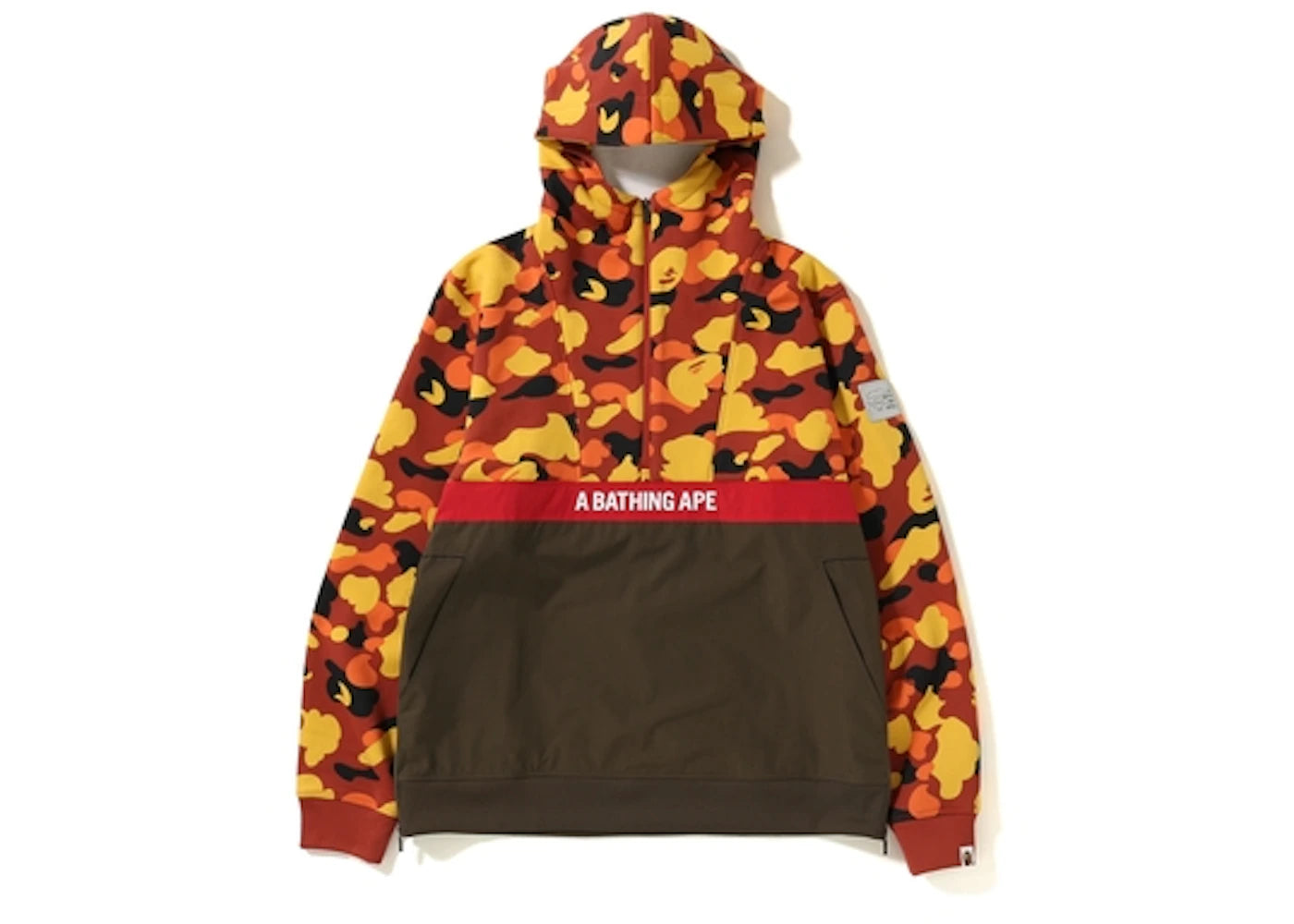 BAPE 1st Camo Half Zip Pullover Hoodie Orange