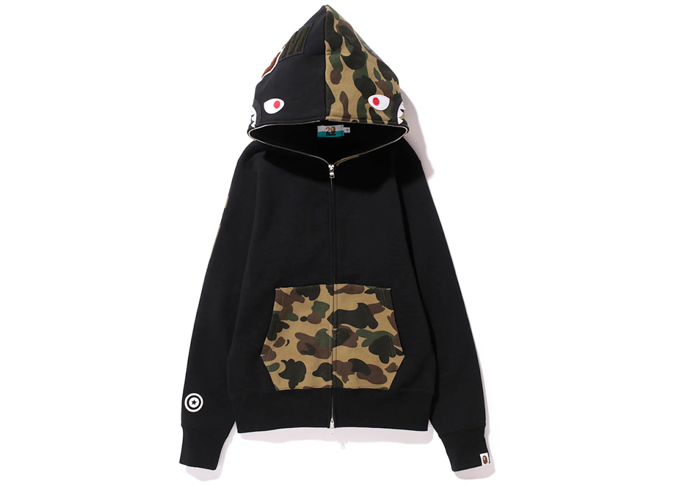 BAPE 1st Camo NW20 Full Zip Shark Hoodie Black/Green