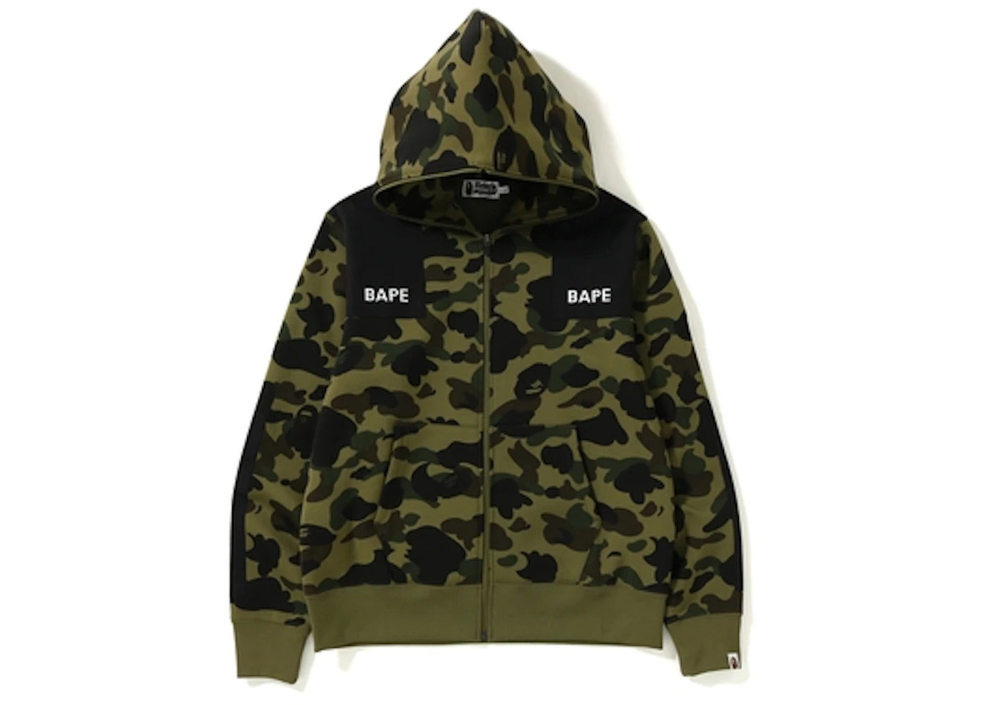 BAPE 1st Camo Patched Wide Full Zip Hoodie Green