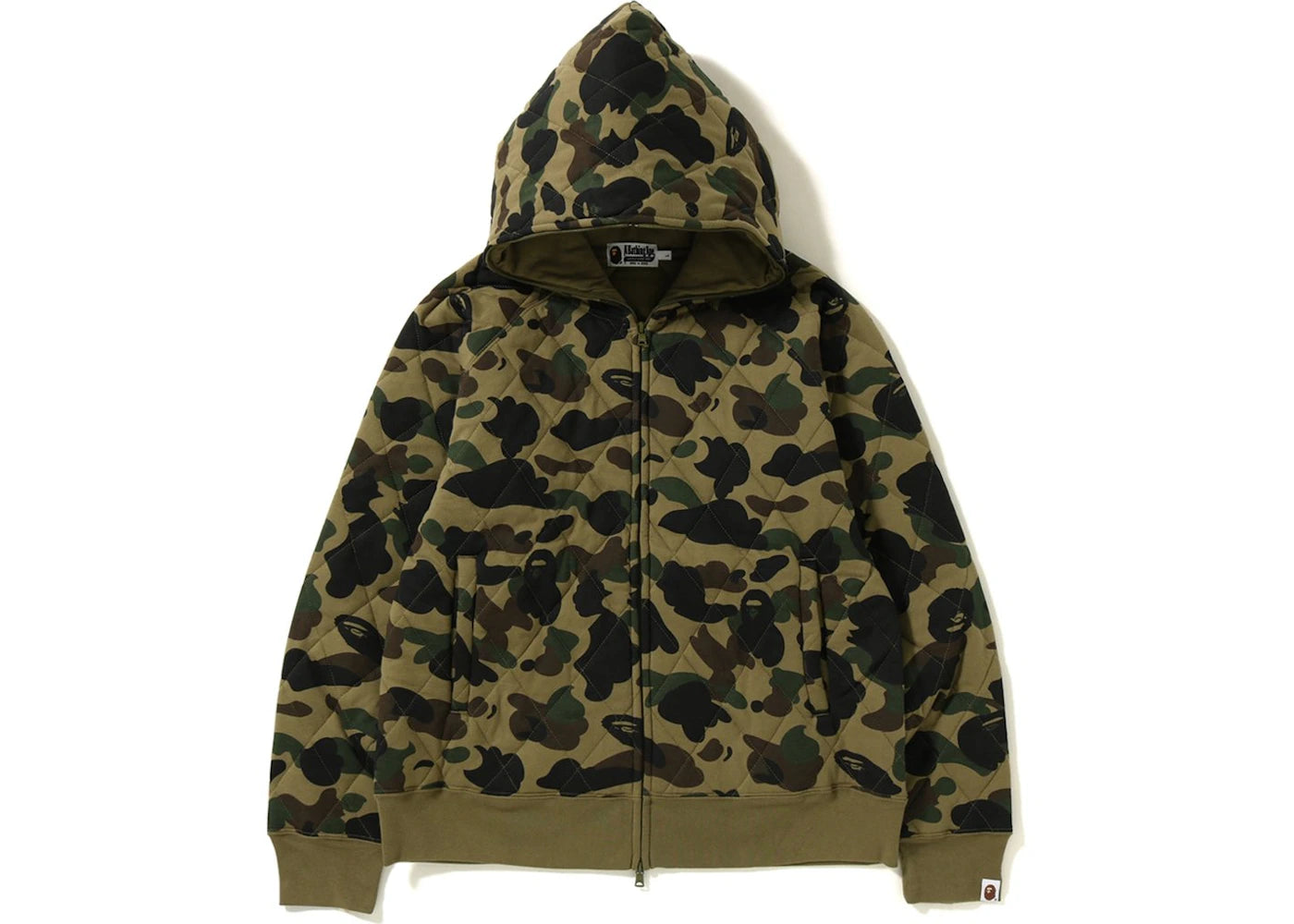 BAPE 1st Camo Quilting Wide Full Zip Hoodie Green